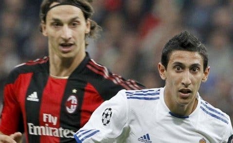Ángel di María y Zlatan Ibrahimovic, en un Real Madrid-Milan