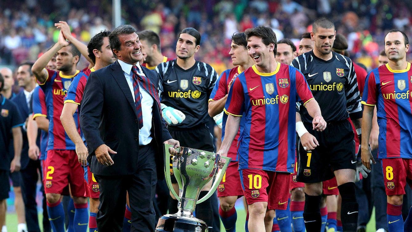  Joan Laporta celebra un título junto a Leo Messi y el Barça | EFE