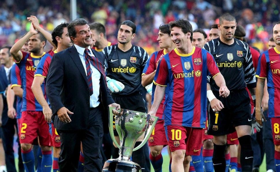  Joan Laporta celebra un título junto a Leo Messi y el Barça | EFE