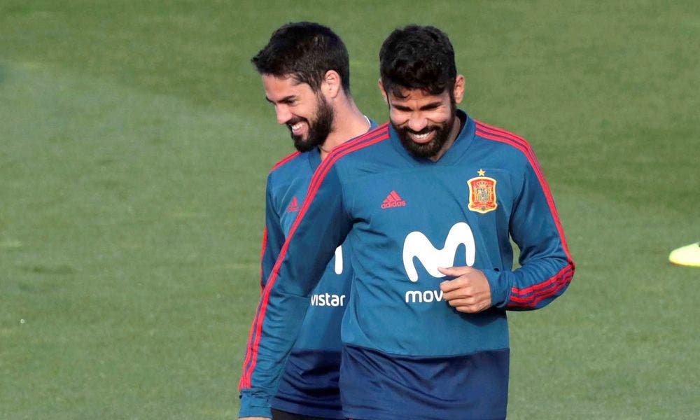 Isco y Diego Costa durante un entrenamiento de España / EFE