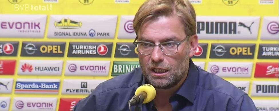Jürgen Klopp durante la rueda de prensa en la que anuncia su salida del Borussia Dortmund