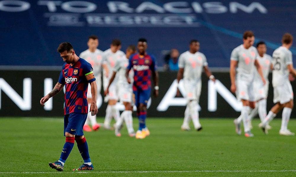 Leo Messi en la humillación del Barça contra el Bayern de Múnich