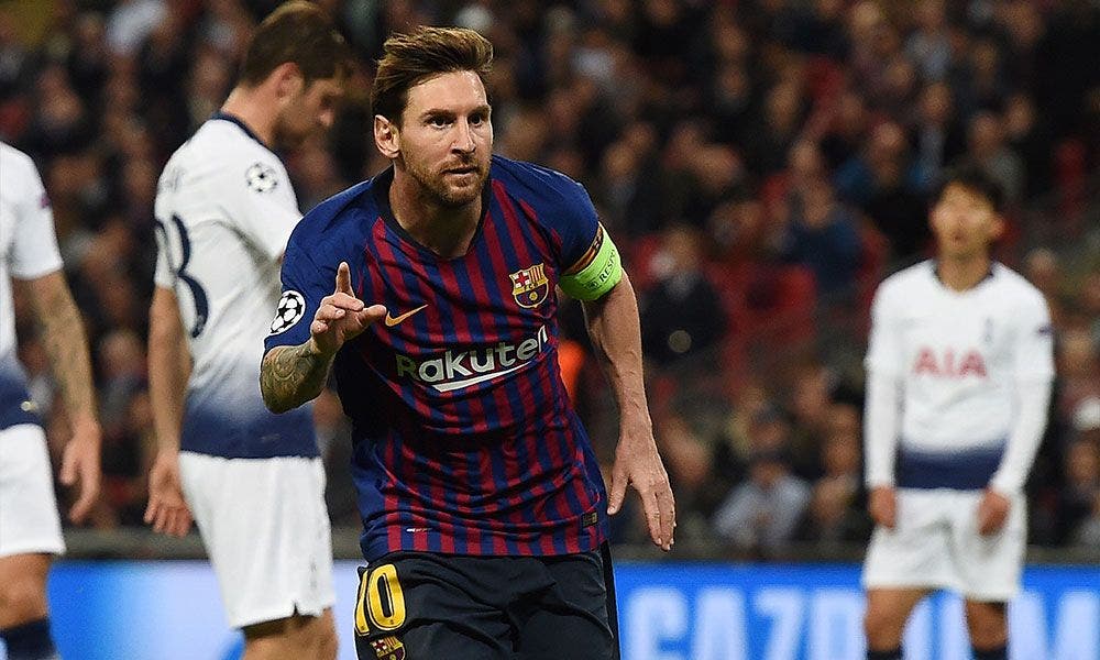 Leo Messi elebra Tottenham