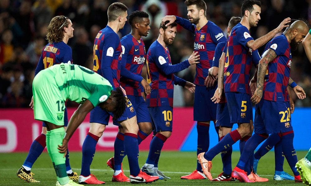 Leo Messi y el Barça celebra uno de los goles contra el Leganés | EFE