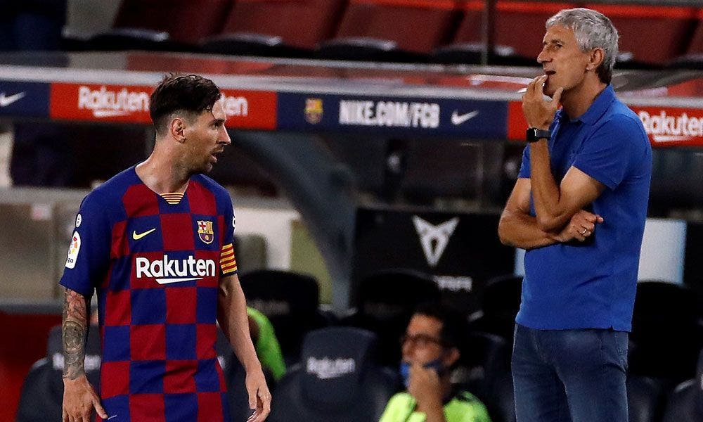 Leo Messi y Quique Setién en el partido contra el Espanyol | EFE