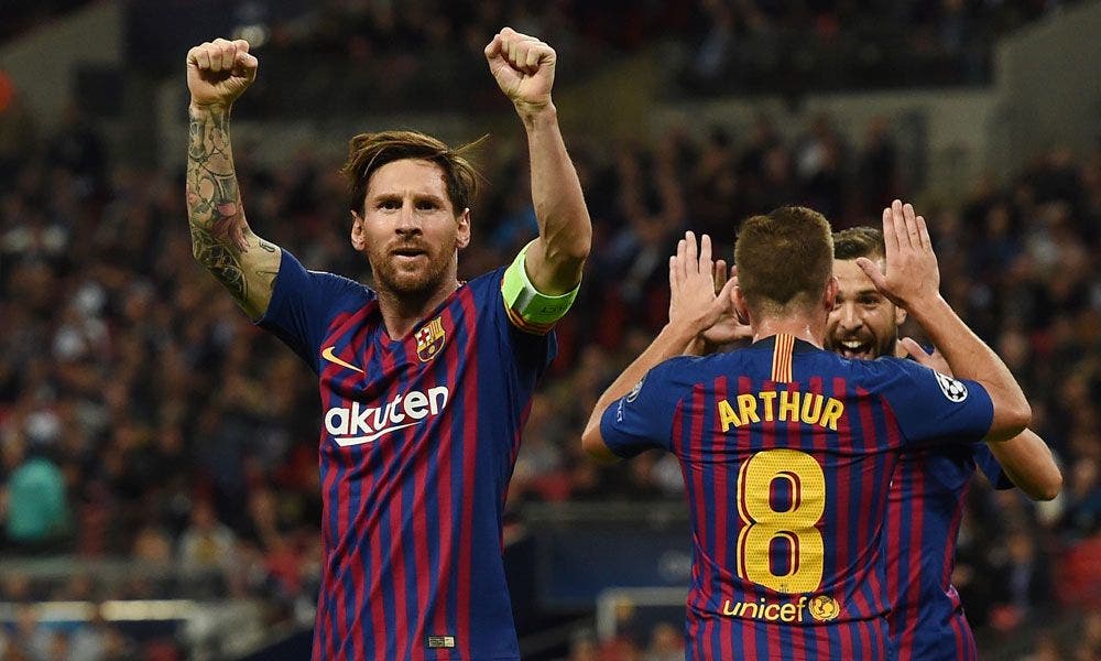Leo Messi, Arthur y Jordi Alba | EFE