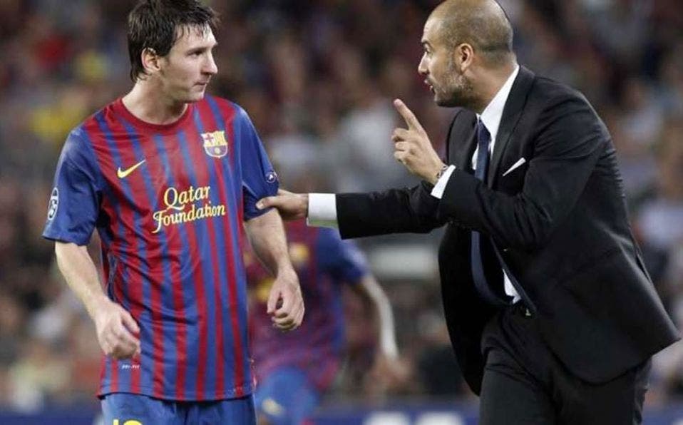 Leo Messi y Pepo Guardiola