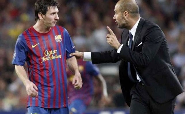 Leo Messi y Pepo Guardiola