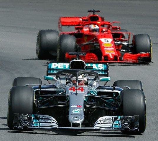 Lewirs  Hamilton Vettel carrera