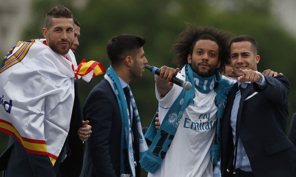 Sergio Ramos, Lucas Vázquez, Marcelo y Marco Asensio celebran la Decimotercera del Real Madrid | EFE