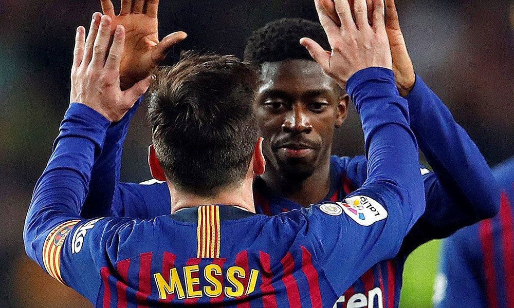Ousmane Dembele y Leo Messi | EFE