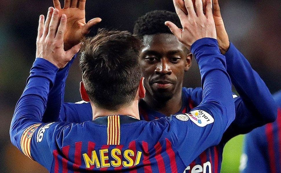 Ousmane Dembele y Leo Messi | EFE