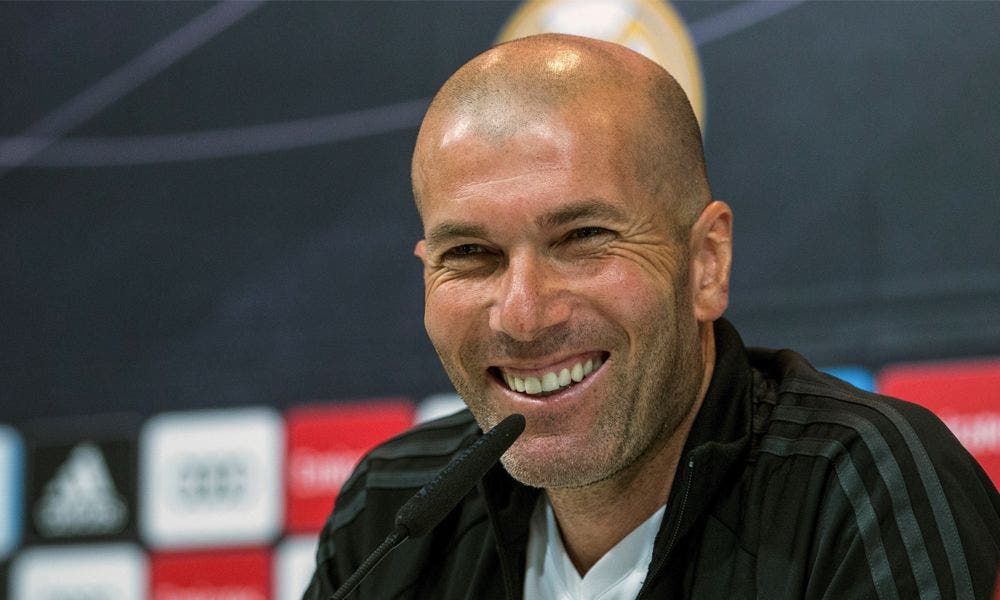 Zidane sonríe en las horas previas al partido aplazado frente al Sevilla / EFE
