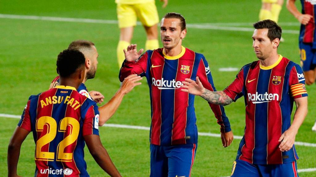 Leo Messi y el Barça celebran un gol contra el Villarreal