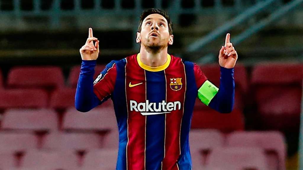 Leo Messi celebra su tanto de penalti en el Barça-Dinamo de Kiev