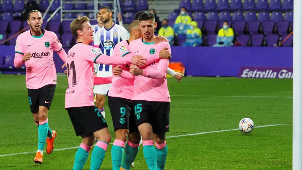 Clement Lenglet celebra cel gol contra el Valladolid