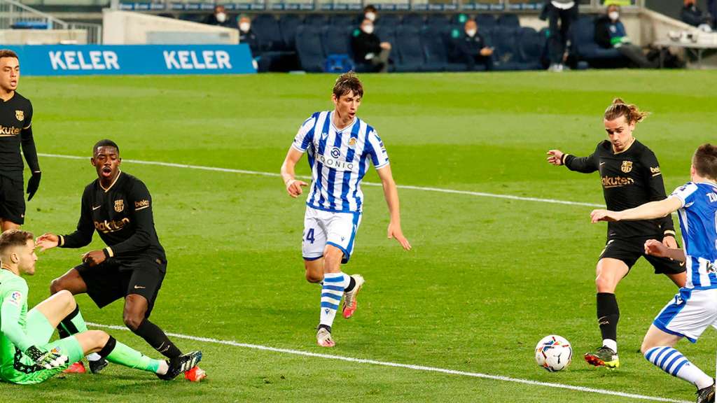 Antoine Griezmann anota el 0-1 contra la Rea Sociedad