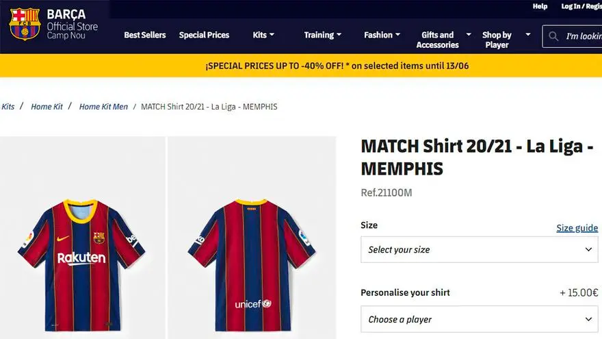 La camiseta de Memphis Depay ya se vende en la web del Barça