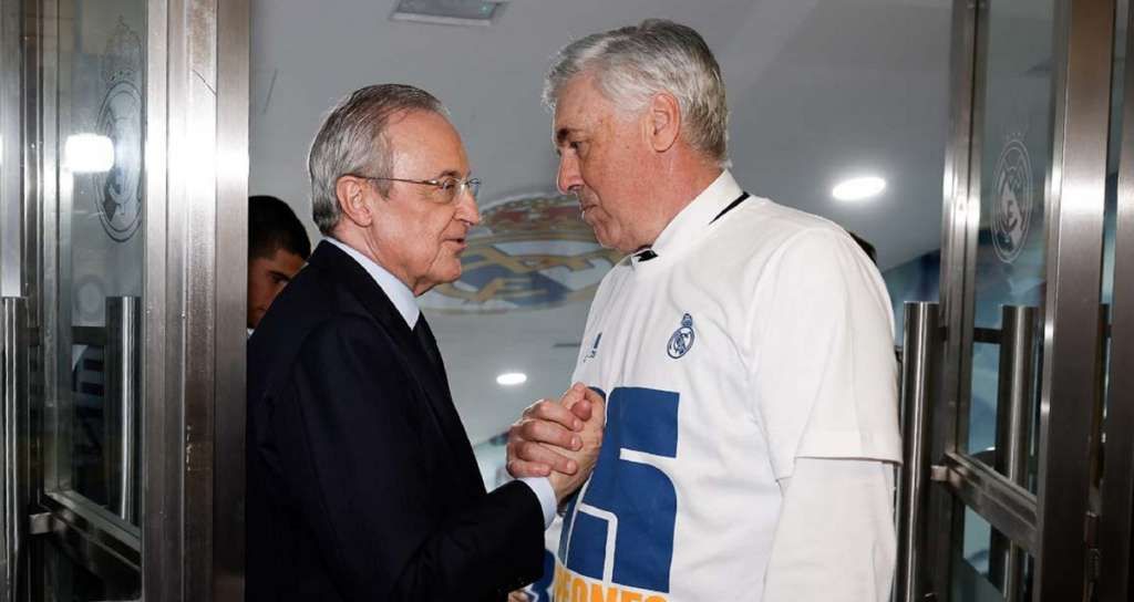 Florentino Pérez y Ancelotti del Real Madrid
