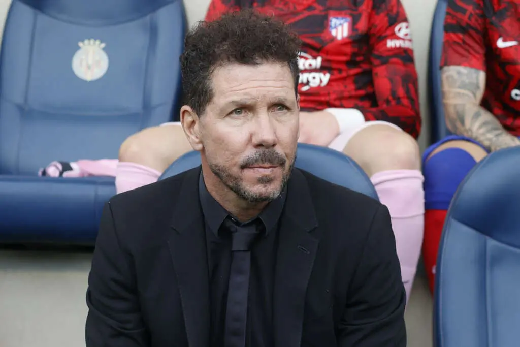 Simeone en el banquillo del Atlético de Madrid