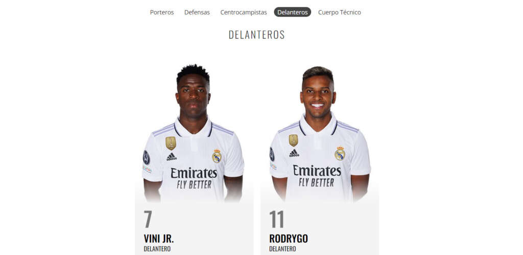 Dorsales Real Madrid Vinicius y Rodrygo