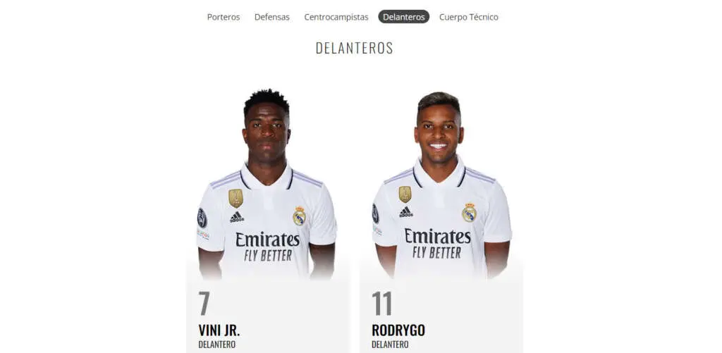 Dorsales Real Madrid Vinicius y Rodrygo