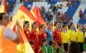 Las jugadoras de la Selección Española en el partido amistoso contra Japón. Foto: Cristina Tubilla.