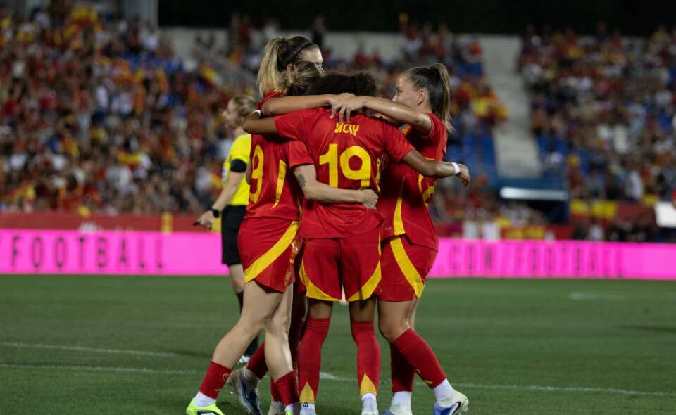 España celebra un gol. Foto: Cristina Tubilla.
