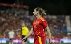 Esther González durante un partido de España. Foto: Cristina Tubilla.