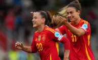 THUN, SWITZERLAND - JULY 07: Claudia Pina of Spain celebrates scoring her team's fifth goal during the UEFA Women's EURO 2025 Group B match between Spain and Belgium at Arena Thun on July 07, 2025 in Thun, Switzerland. (Photo by Aitor Alcalde - UEFA/UEFA via Getty Images)