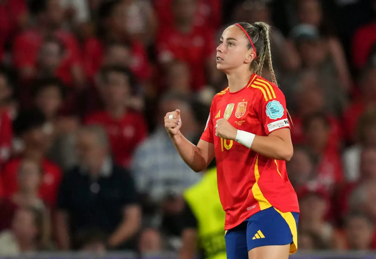 BERN, SWITZERLAND – JULY 18: Athenea del Castillo of Spain celebrates scoring her team’s first goal during the UEFA Women’s EURO 2025 Quarter-Final match between Spain v Switzerland at Stadion Wankdorf on July 18, 2025 in Bern, Switzerland. (Photo by Alex Caparros – UEFA/UEFA via Getty Images)