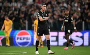 TURIN, ITALY - SEPTEMBER 16: Dusan Vlahovic of Juventus celebrates scoring his team's third goal during the UEFA Champions League 2025/26 League Phase MD1 match between Juventus and Borussia Dortmund at Juventus Stadium on September 16, 2025 in Turin, Italy. (Photo by Tullio Puglia - UEFA/UEFA via Getty Images)