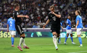 LIMASSOL, CYPRUS - SEPTEMBER 30: Harry Kane of Bayern Munich celebrates scoring his team's first goal during the UEFA Champions League 2025/26 League Phase MD2 match between Pafos FC and FC Bayern München at Limassol Stadium on September 30, 2025 in Limassol, Cyprus. (Photo by George Wood - UEFA/UEFA via Getty Images)