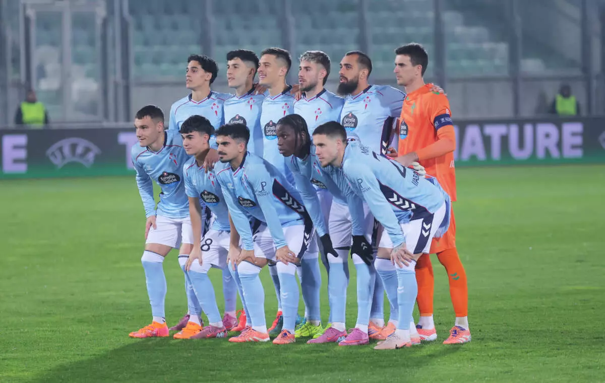 RAZGRAD, BULGARIA - NOVEMBER 27: The Celta Vigo players pose for a team photo prior to the UEFA Europa League 2025/26 League Phase MD5 match between PFC Ludogorets 1945 and Real Club Celta at Ludogorets Arena on November 27, 2025 in Razgrad, Bulgaria. (Photo by Vasile Mihai-Antonio - UEFA/UEFA via Getty Images)
