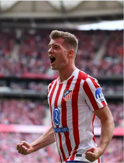 Sorloth celebra un gol con el Atlético de Madrid. Foto:: @asorloth.