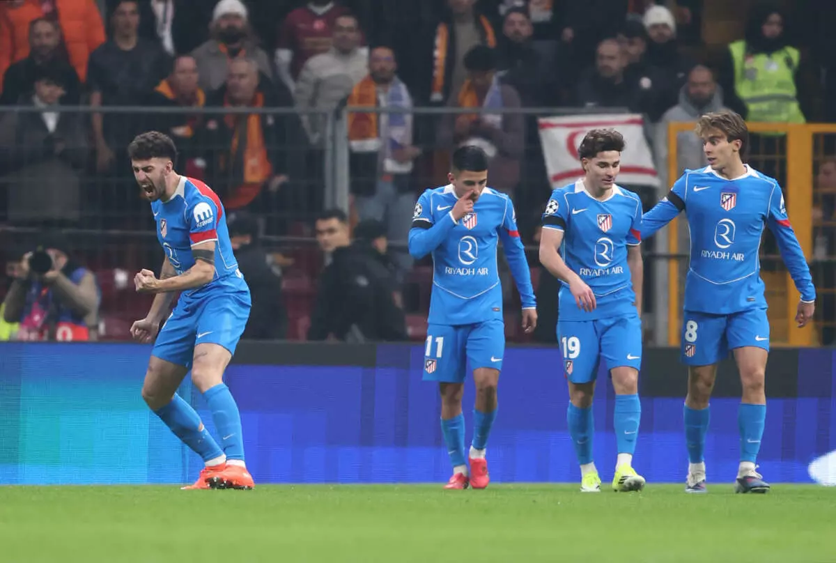 ISTANBUL, TURKEY - JANUARY 21: Giuliano Simeone of Atletico de Madrid celebrates scoring his team's first goal during the UEFA Champions League 2025/26 League Phase MD7 match between Galatasaray A.S. and Atletico de Madrid at Ali Sami Yen Spor Kompleksi on January 21, 2026 in Istanbul, Turkey. (Photo by Ahmad Mora - UEFA/UEFA via Getty Images)