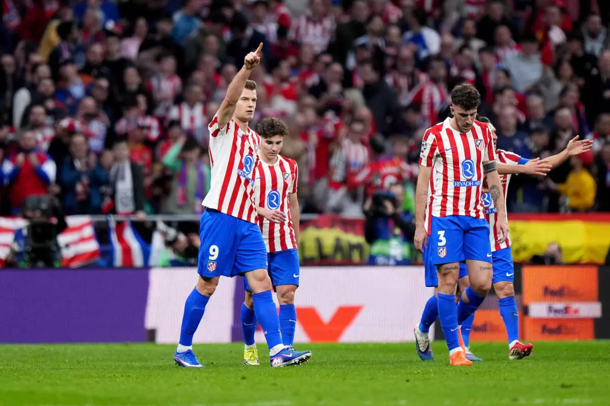 MADRID, SPAIN - FEBRUARY 24: Alexander Sorloth of Atletico de Madrid celebrates scoring his team's first goal during the UEFA Champions League 2025/26 League Knockout Play-off Second Leg match between Atletico de Madrid and Club Brugge KV at Estadio Civitas Metropolitano on February 24, 2026 in Madrid, Spain. (Photo by Angel Martinez - UEFA/UEFA via Getty Images)